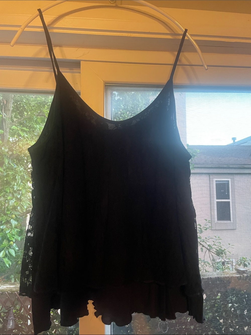 Express Black Lace-Trim Spaghetti Strap Cami